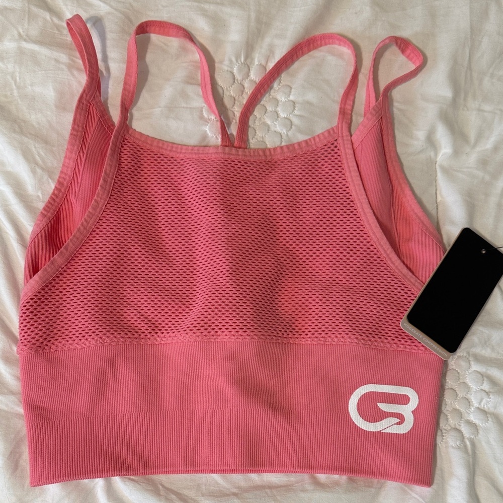 Cyclebar Nux Pink Mesh Sports Bra